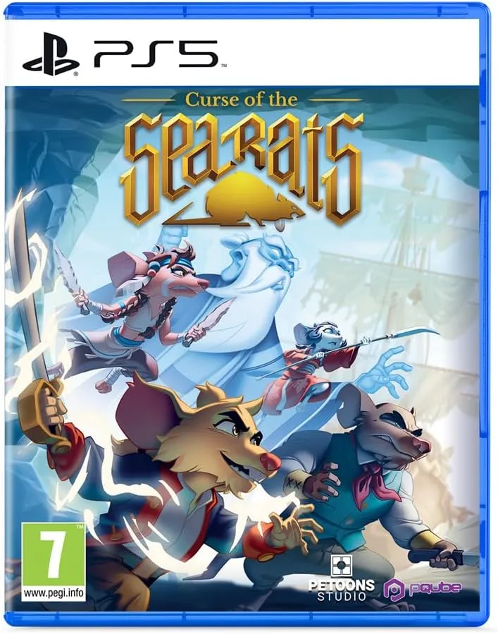 Jaquette de Curse of the Sea Rats sur PS5 avec les personnages rats pirates du jeu