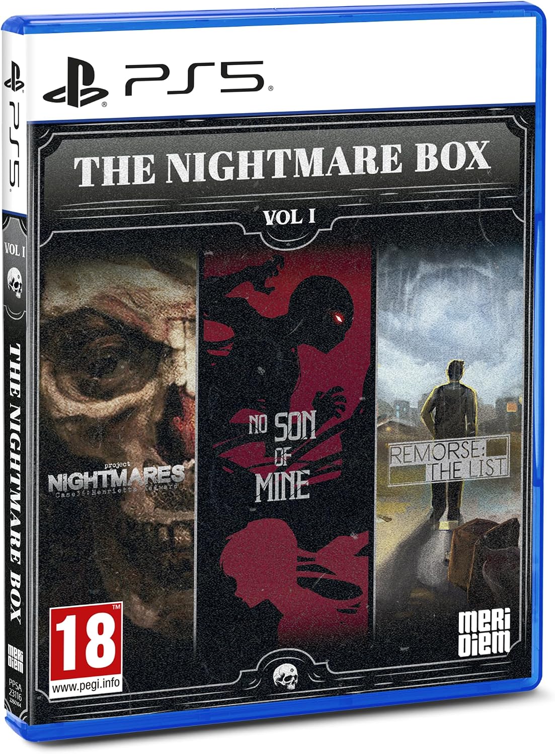 Boîtier PS5 de The Nightmare Box Vol. I avec les visuels des trois jeux d’horreur inclus