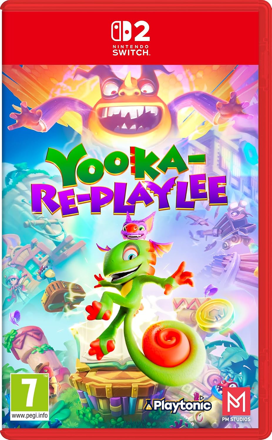 Jaquette Nintendo Switch 2 de Yooka-Replaylee avec Yooka et Laylee dans un décor multicolore